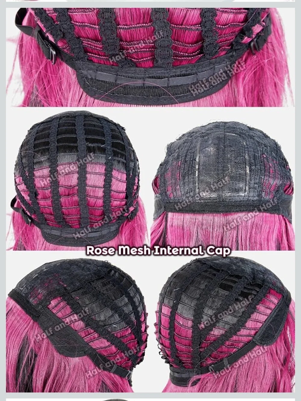 NWT Columbina Black and Magenta Synthetic Anime Cosplay Costume Wig with Bangs